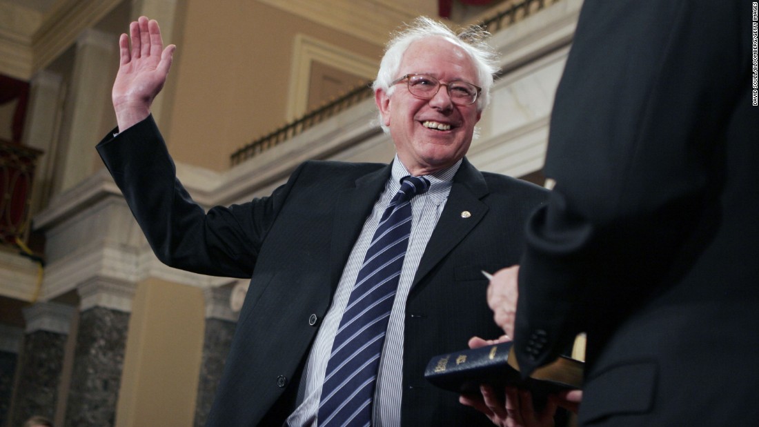 Sanders takes part in a swearing-in ceremony at the US Capitol in January 2007. He won his Senate seat with 65% of the vote.